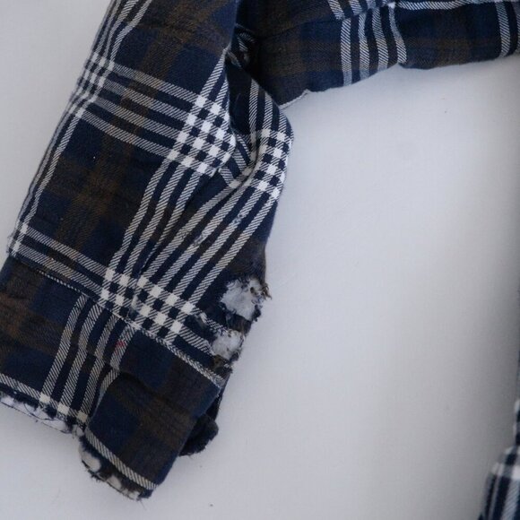 Dickies Blue White Checker Plaid Zip Up Built-in Hoodie Quilt Lined Shacket XL - Picture 8 of 11